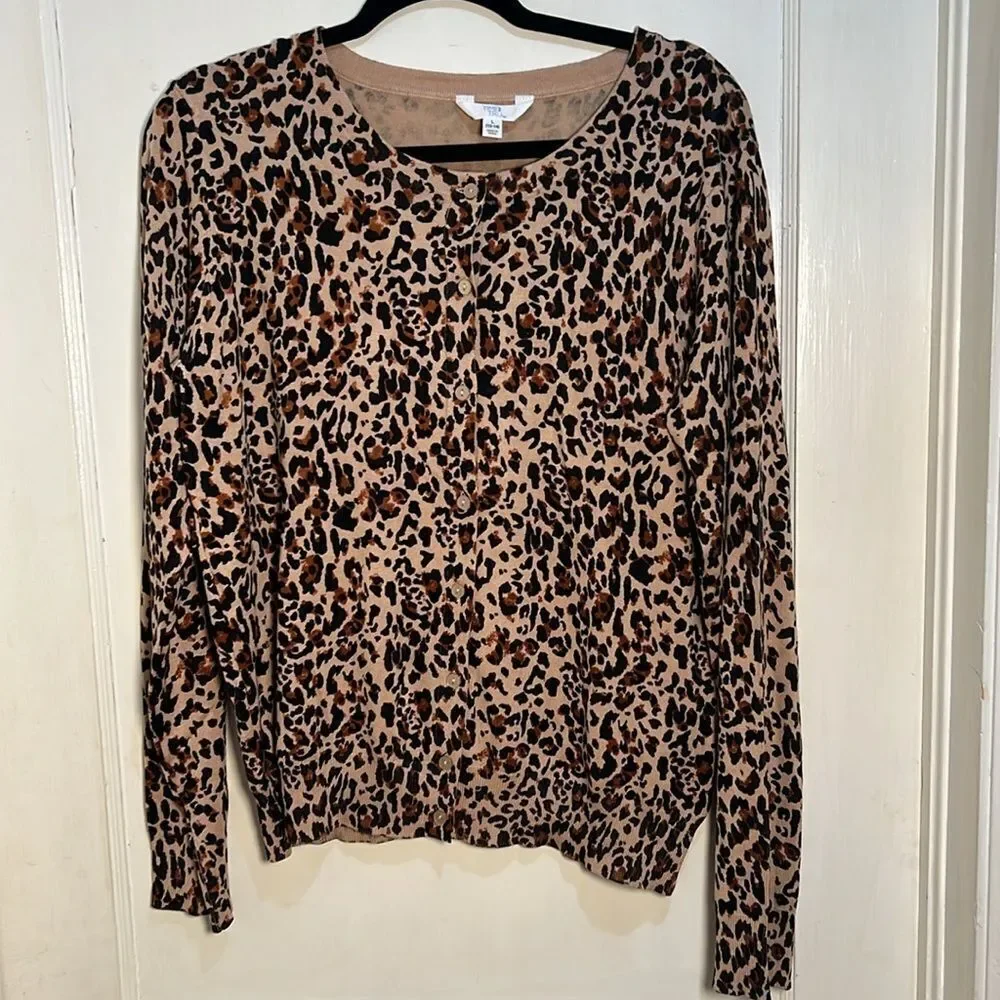 Fall Closet Staple! Leopard Pattern Cardigan - EUC! Time and Tru Women's Large